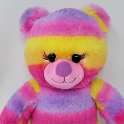 BUILD A BEAR Rainbow Stripe Teddy Bear 2019 17in Multicolor Plush - Thumbnail 4