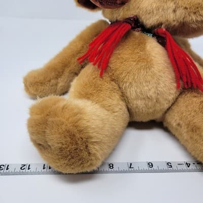 DANDEE Christmas Moose Plush Brown Reindeer Tartan Hat Scarf 10in Sitting - Thumbnail 12