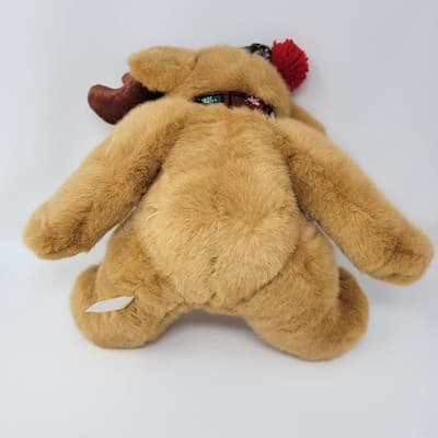 DANDEE Christmas Moose Plush Brown Reindeer Tartan Hat Scarf 10in Sitting - Thumbnail 8