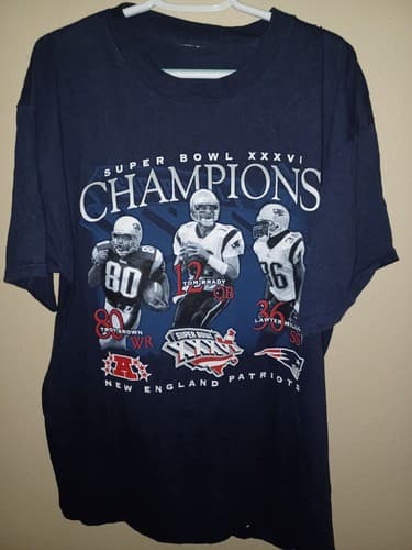 Tom Brady Photo Patriots XXXVI Super Bowl AFC Champs XL TShirt 48" Chest Vintage - Image 1