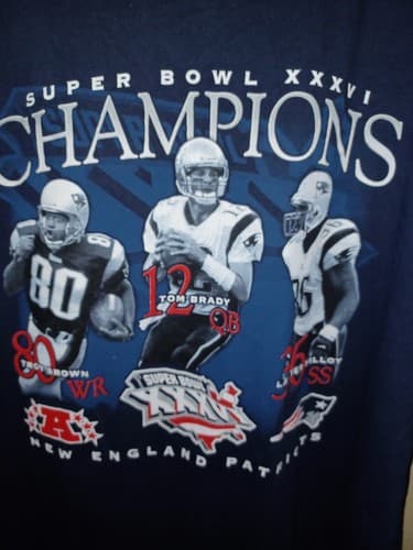 Tom Brady Photo Patriots XXXVI Super Bowl AFC Champs XL TShirt 48" Chest Vintage - Thumbnail 2