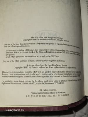 HOLY BIBLE NKJV 1982 Red Letter Dictionary Leather Bound Christian Study See Pic - Thumbnail 7