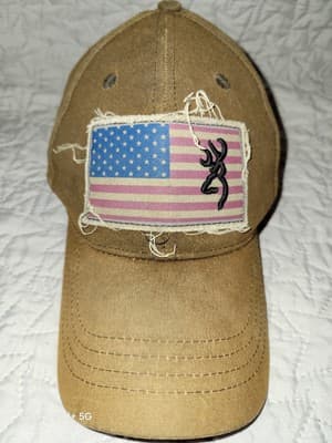 Browning Liberty Wax Cap USA American Flag 3D Buckman Distressed Brown & Red - Image 1