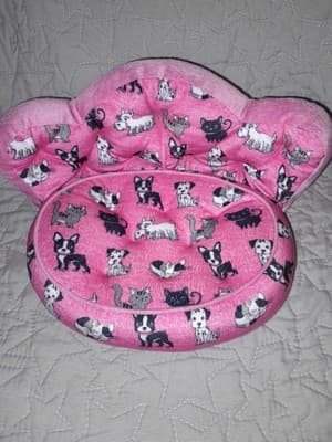 Justice Pet Shop Pink Plush Toy Bed Cat Dog Print Small Bed 10"x8" - Image 1