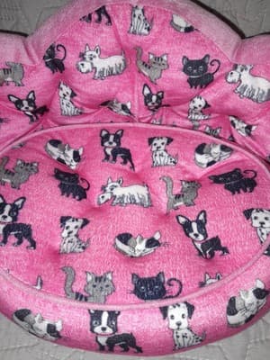 Justice Pet Shop Pink Plush Toy Bed Cat Dog Print Small Bed 10"x8" - Thumbnail 2