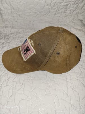 Browning Liberty Wax Cap USA American Flag 3D Buckman Distressed Brown & Red - Thumbnail 4