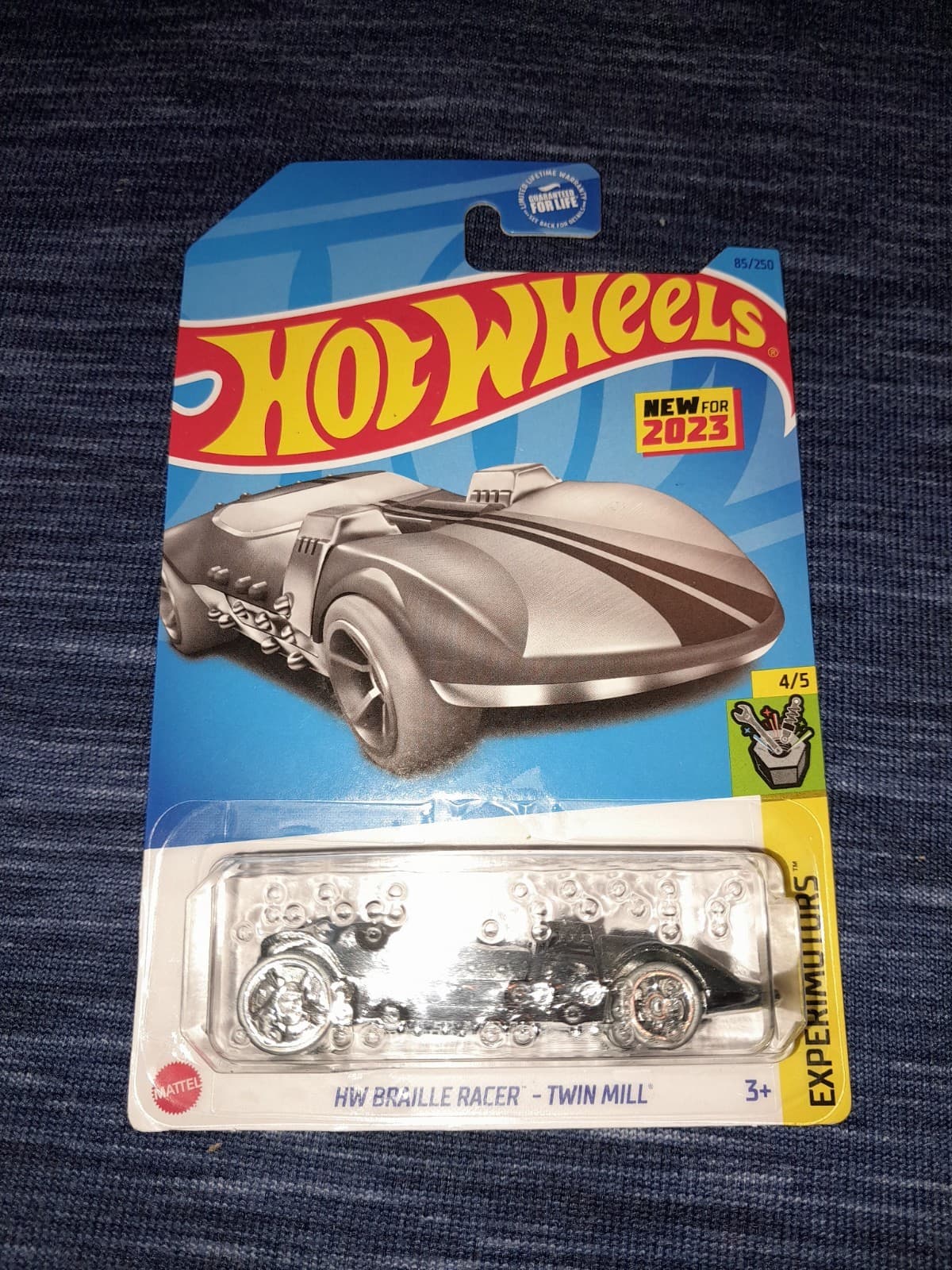 2023 Hot Wheels HW Braille Racer Twin Mill 4/5 Experimotors 85/250 Silver - Image 1