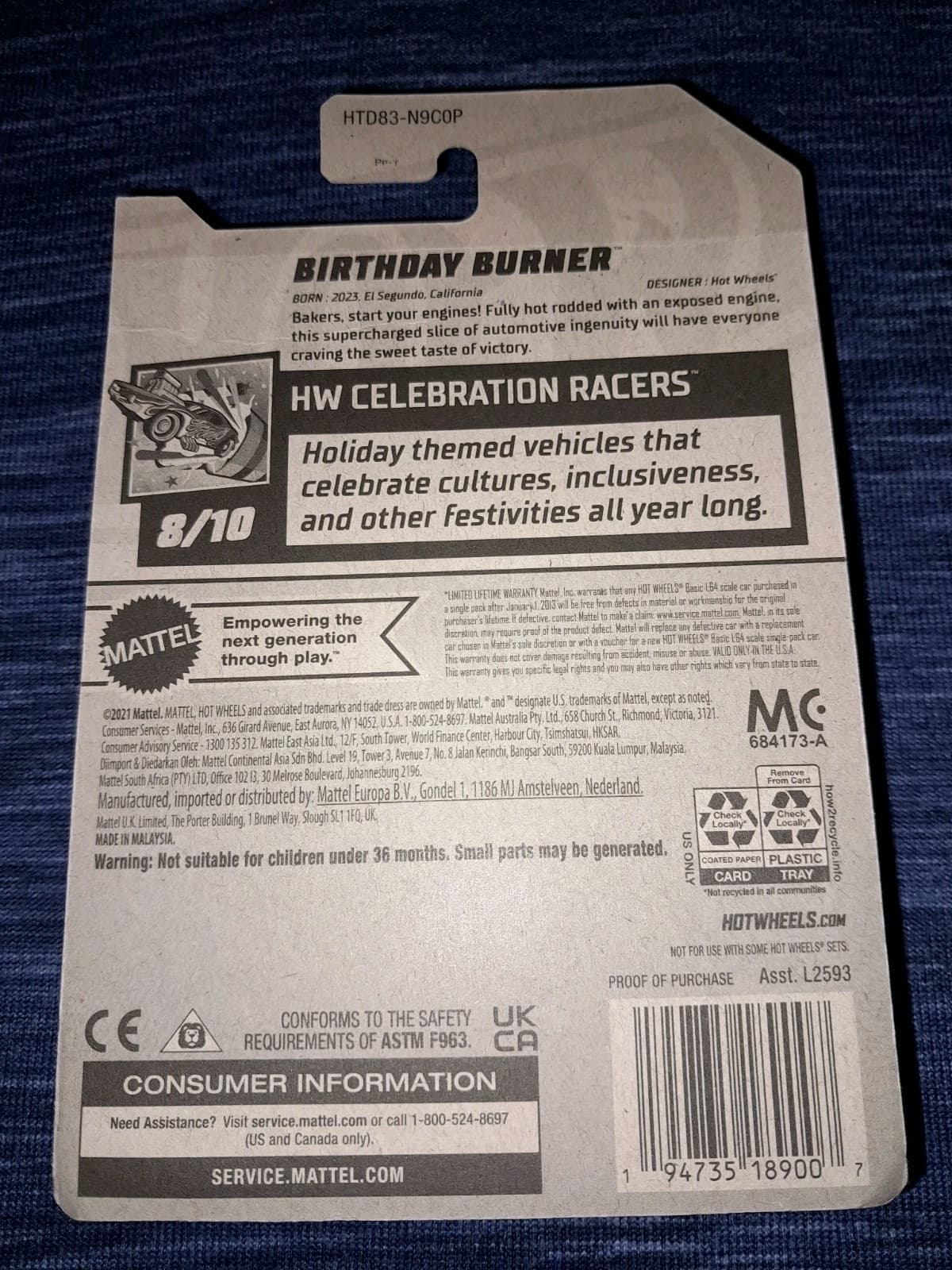 2024 Hot Wheels 146/250 HRY72 Birthday Burner HW Celebration Racers 8/10 Pink - Thumbnail 3