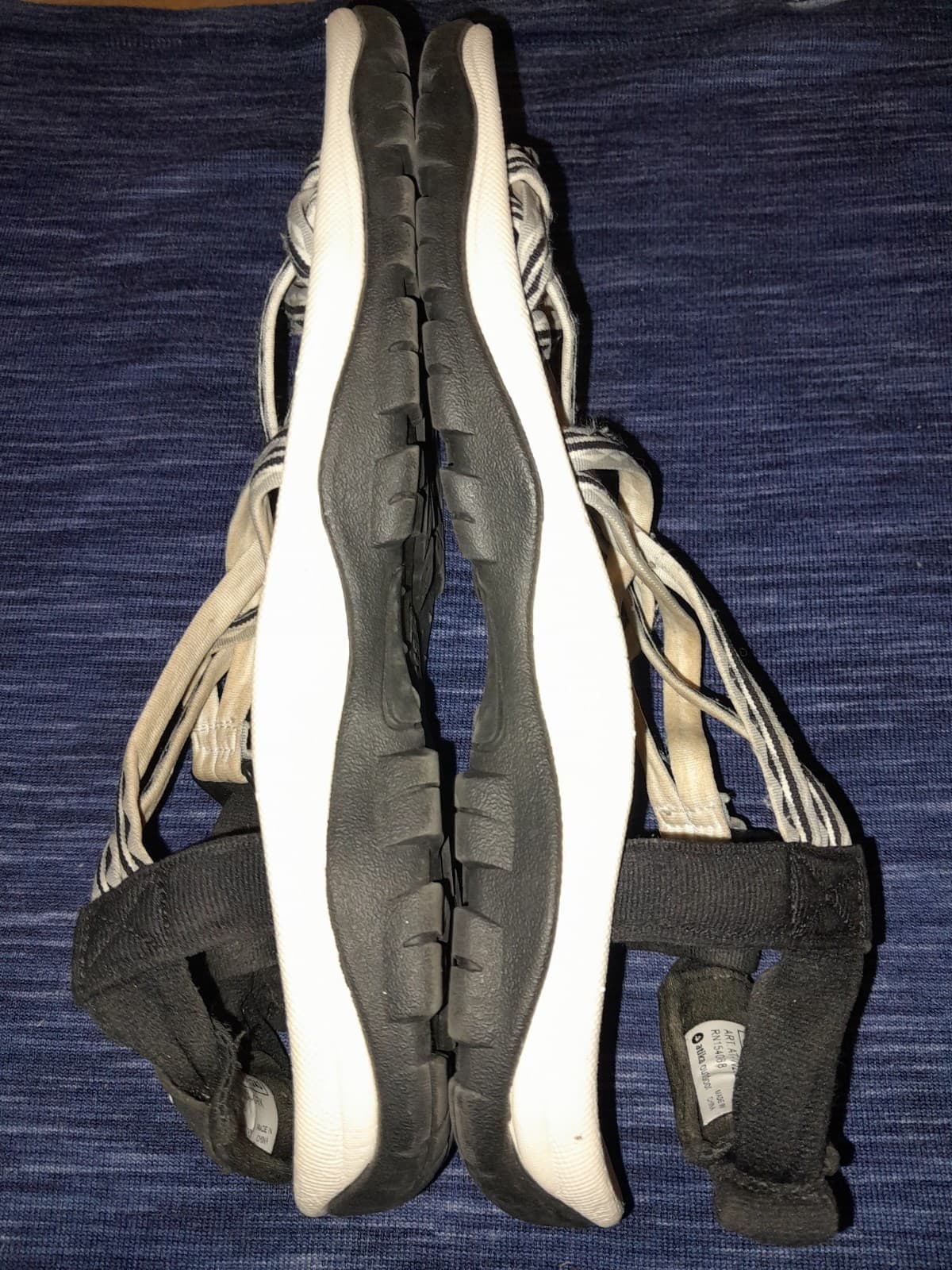 Atika Outdoor Women’s Strappy White & Black Sandals Art at W38 GRK Size 7 - Thumbnail 4