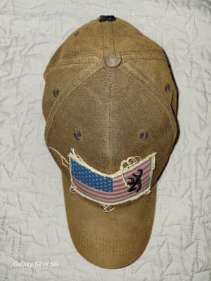 Browning Liberty Wax Cap USA American Flag 3D Buckman Distressed Brown & Red - Thumbnail 3
