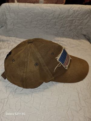 Browning Liberty Wax Cap USA American Flag 3D Buckman Distressed Brown & Red - Thumbnail 7