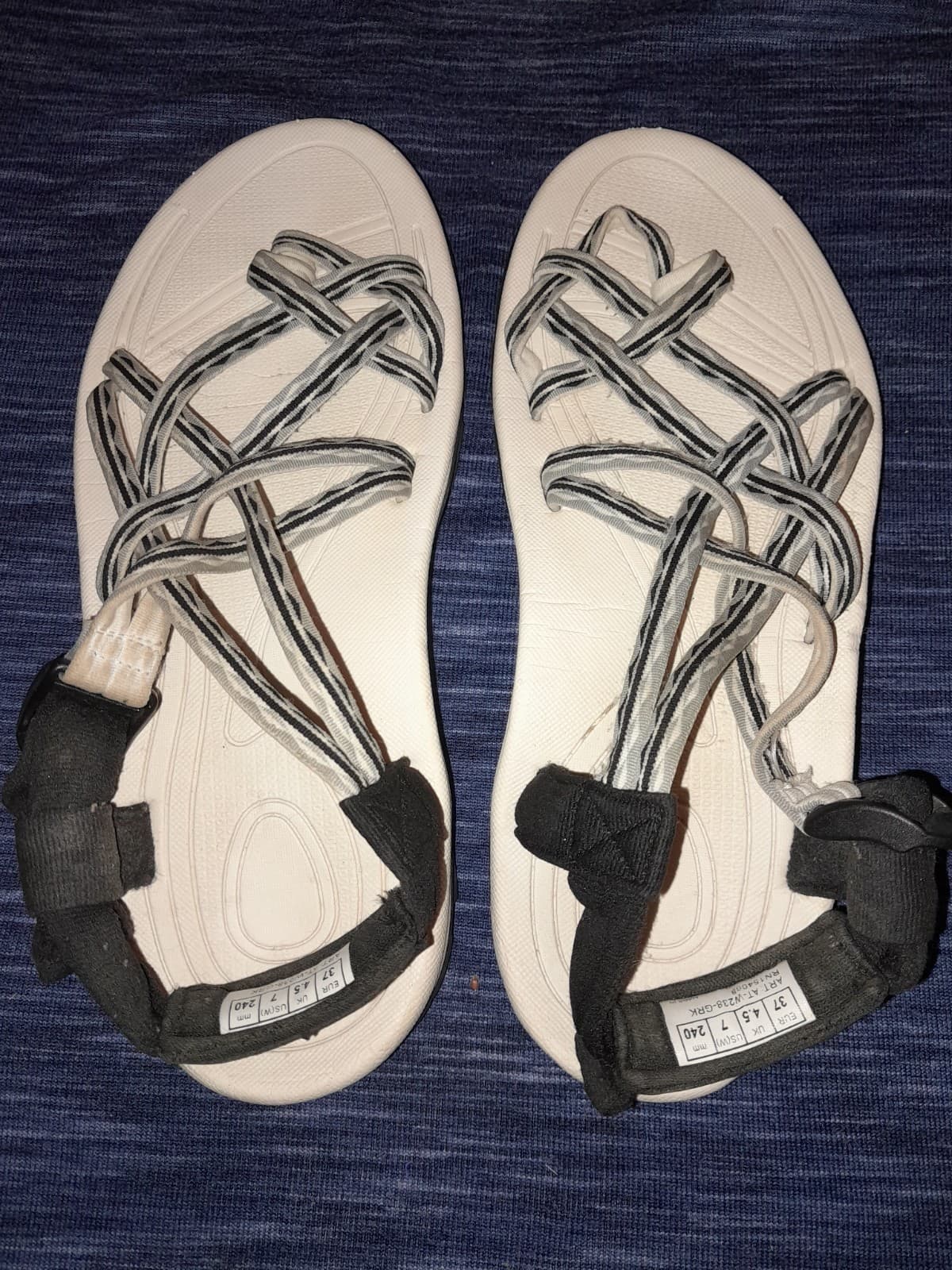 Atika Outdoor Women’s Strappy White & Black Sandals Art at W38 GRK Size 7 - Thumbnail 2