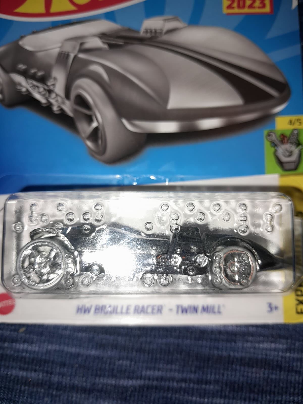 2023 Hot Wheels HW Braille Racer Twin Mill 4/5 Experimotors 85/250 Silver - Thumbnail 3