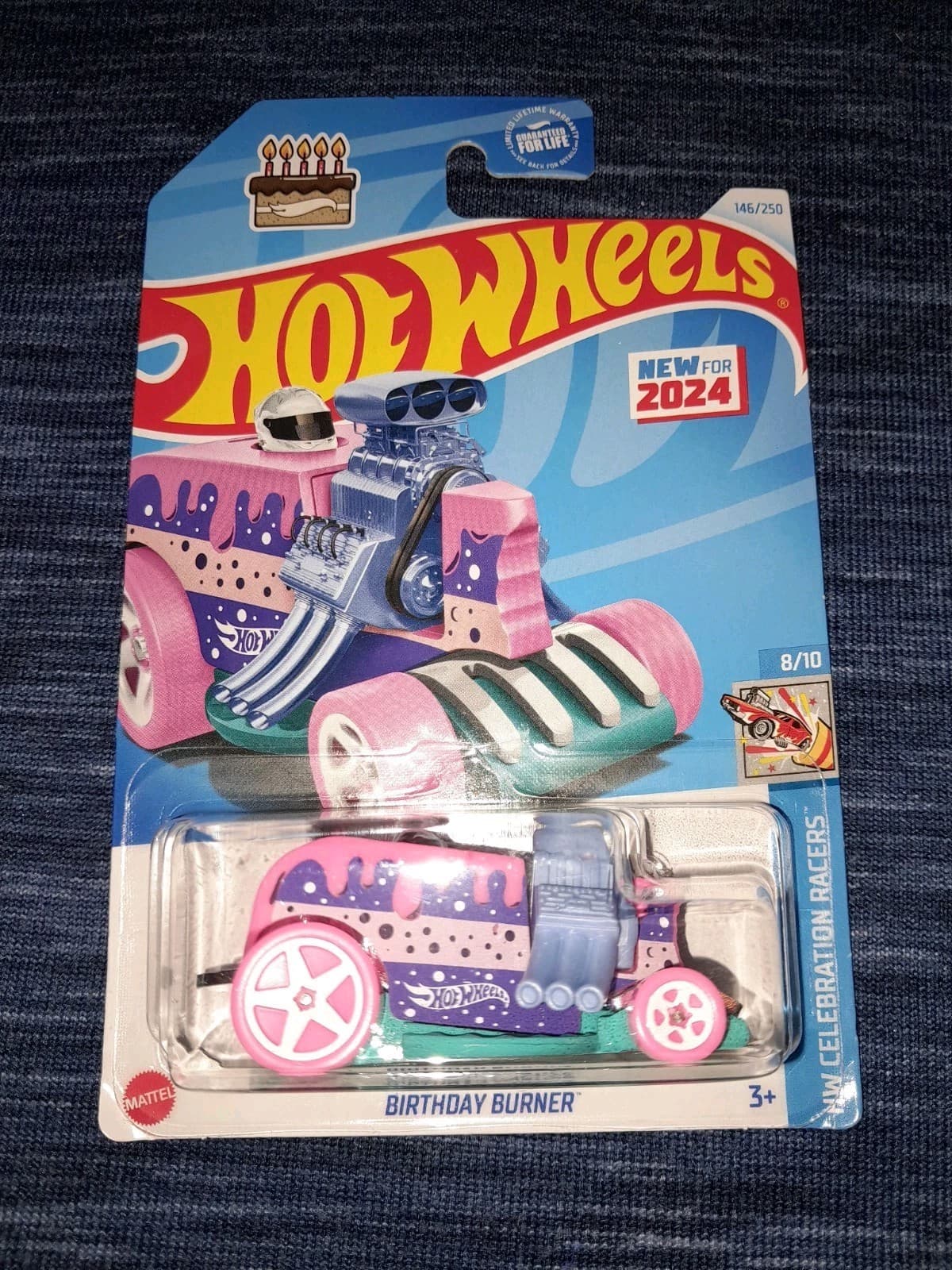 2024 Hot Wheels 146/250 HRY72 Birthday Burner HW Celebration Racers 8/10 Pink - Image 1