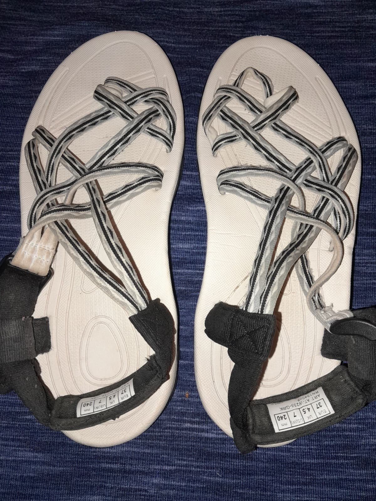 Atika Outdoor Women’s Strappy White & Black Sandals Art at W38 GRK Size 7 - Image 1