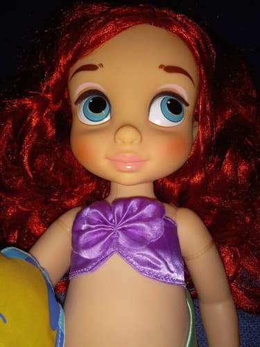 Disney Animator Ariel Toddler Doll 15 Inch with Flounder Little Mermaid - Image 1