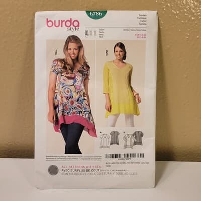 Burda Style 6786 Plus Size Tunic Top Sewing Pattern Easy Flowy Boho US 18–34 - Thumbnail 2