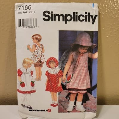 Simplicity 7166 Toddler Reversible Dress Sewing Pattern Sz ½–2 Uncut Watermelon - Thumbnail 2