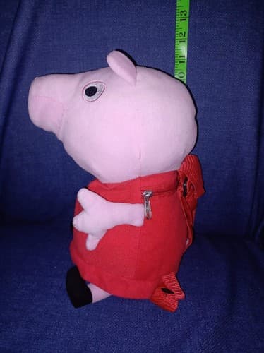 Peppa Pig Pink & Red Plush Backpack Stuffed Toy Animal with Zipper Pocket 3D - Thumbnail 11