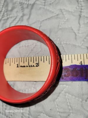 Vtg Faux Red Cinnabar Wide Carved Asian Themed Bangle Bracelet 1 1/4" - Thumbnail 8