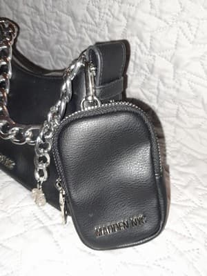 Madden NYC Bag Purse Chunky Chain Handle Charms Removable Pouch 9.5"x5.5"x3.75" - Thumbnail 3