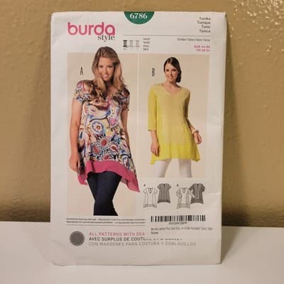 Burda Style 6786 Plus Size Tunic Top Sewing Pattern Easy Flowy Boho US 18–34 - Image 1