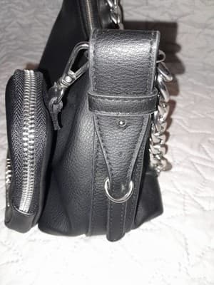 Madden NYC Bag Purse Chunky Chain Handle Charms Removable Pouch 9.5"x5.5"x3.75" - Thumbnail 5