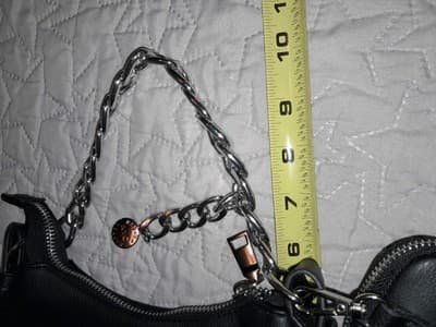 Madden NYC Bag Purse Chunky Chain Handle Charms Removable Pouch 9.5"x5.5"x3.75" - Thumbnail 13