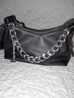 Madden NYC Bag Purse Chunky Chain Handle Charms Removable Pouch 9.5"x5.5"x3.75" - Thumbnail 6