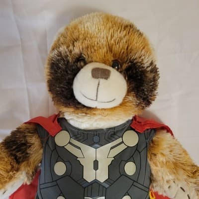 Build-A-Bear 16" Patchwork Bear dressed Marvel Mighty Thor outfit w/ Red Cape - Thumbnail 2