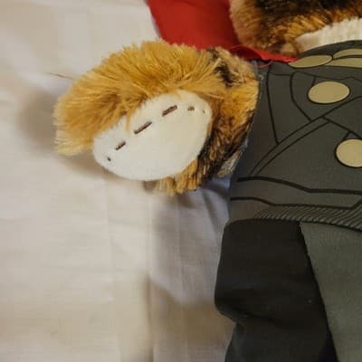 Build-A-Bear 16" Patchwork Bear dressed Marvel Mighty Thor outfit w/ Red Cape - Thumbnail 8