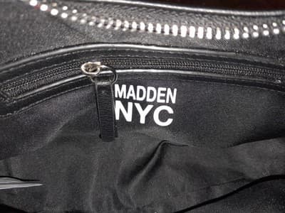 Madden NYC Bag Purse Chunky Chain Handle Charms Removable Pouch 9.5"x5.5"x3.75" - Thumbnail 10