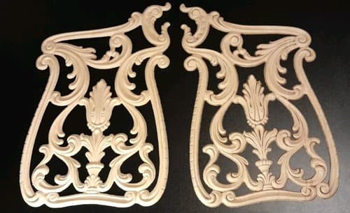 Acanthus Leaf Panels Furniture Applique Architectural Onlay 9 1/2" W X 15 5/8" H - Image 1