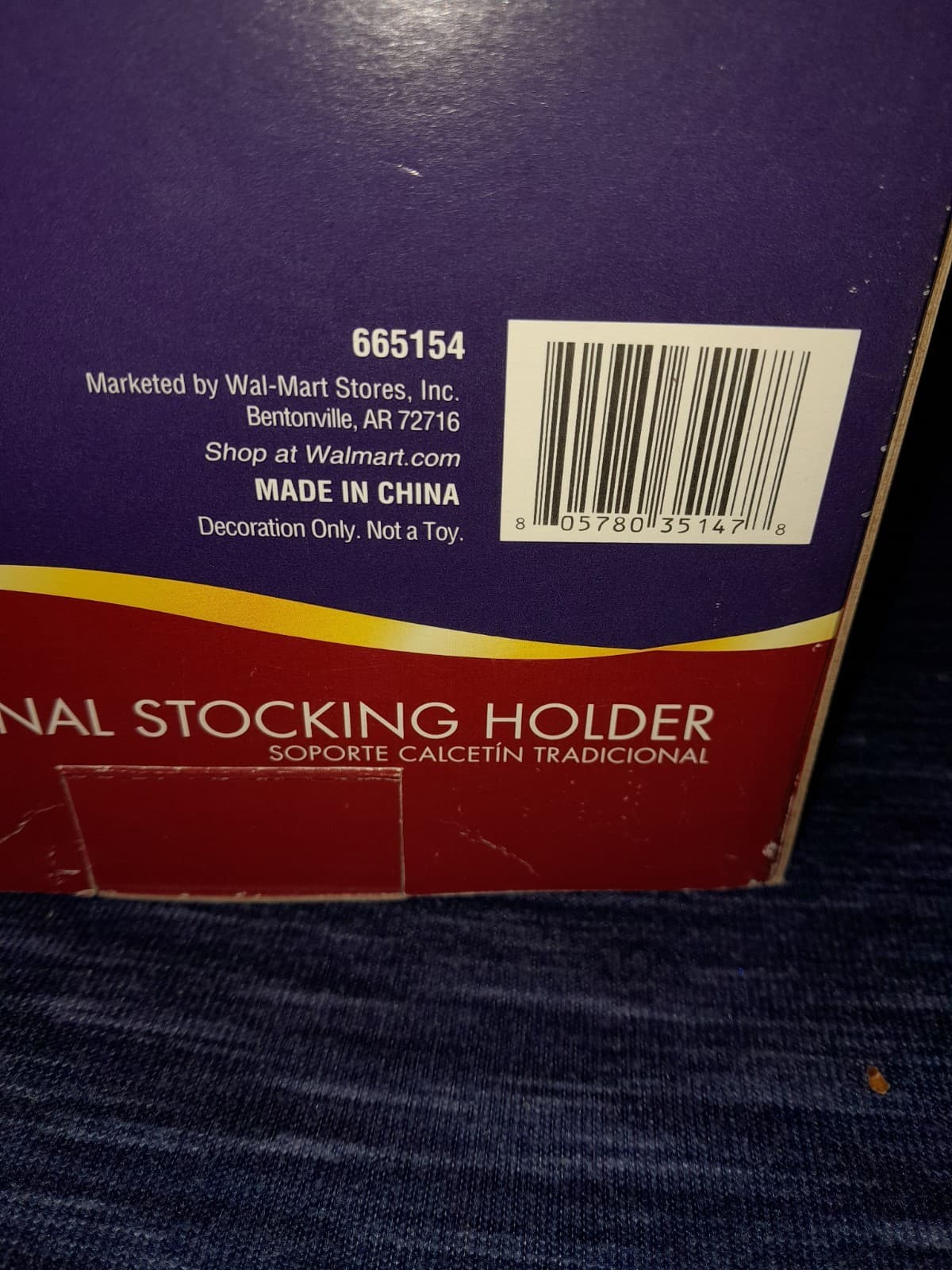 Vtg Holiday Time Stocking Hanger Santa Claus w Christmas Banner "Ho! Ho! Ho!" - Thumbnail 6