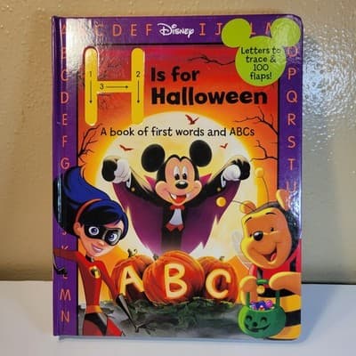 Disney H Is for Halloween ABC Book Hardcover Kids Interactive Flaps VG - Thumbnail 2