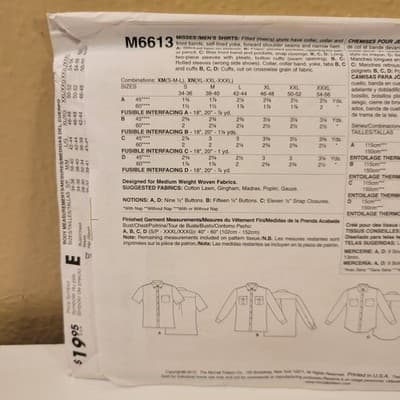 McCall’s M6613 Palmer Pletsch Men’s Shirt Sewing Pattern Size XN XL–XXXL - Thumbnail 4