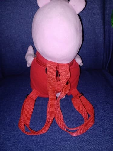 Peppa Pig Pink & Red Plush Backpack Stuffed Toy Animal with Zipper Pocket 3D - Thumbnail 2