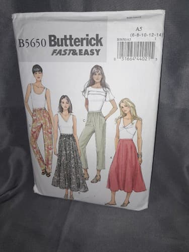 Butterick B5650 Fast & Easy Skirt & Pants Sewing Pattern Size 6 8 10 12 14 OOP - Image 1