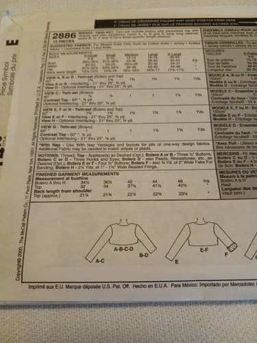 McCalls 2886 Misses 8 Great Looks Tops Blouse Shirt Pattern Size Lg 16 18 UC - Thumbnail 4