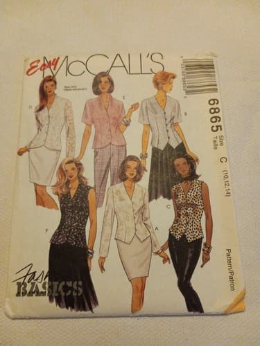 McCalls 6865 Vintage 1993 Jacket Blouse Clothing Pattern Uncut Size 10, 12, 14 - Image 1