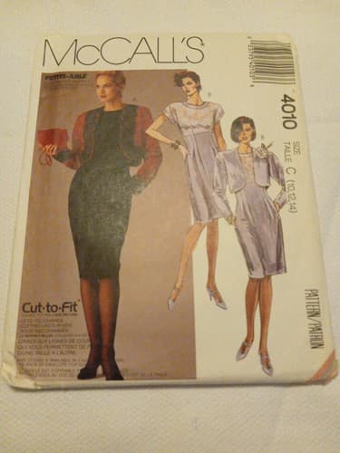 McCall's 4010 size 10 12 14 Bolero Jacket and Dress Cut to Fit Empire Waist line - Image 1