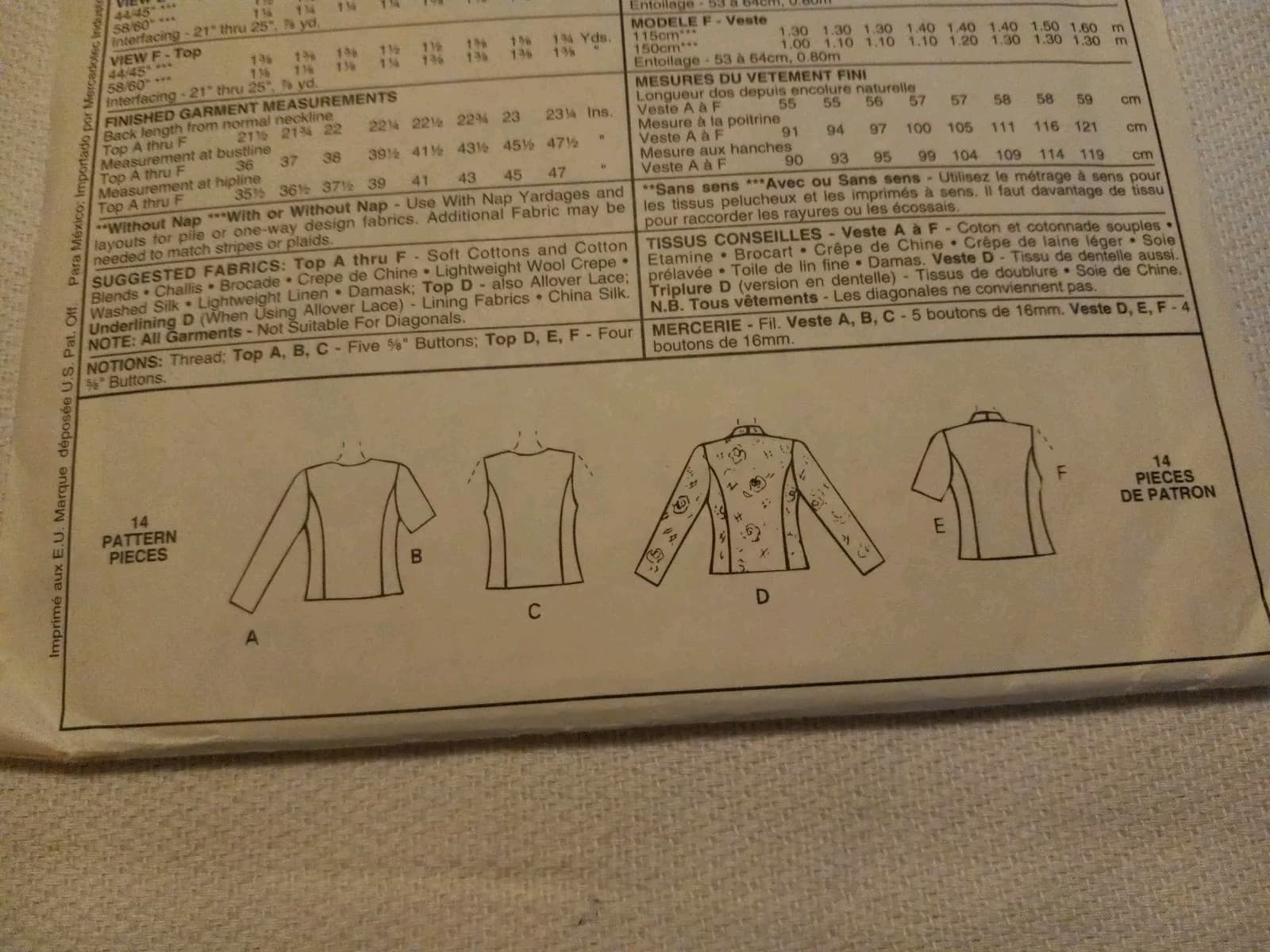 McCalls 6865 Vintage 1993 Jacket Blouse Clothing Pattern Uncut Size 10, 12, 14 - Thumbnail 3