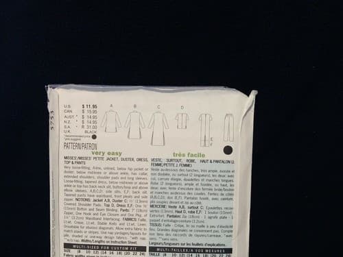 Butterick 5733 Petites Duster Dress Jacket Top Pants Pattern Sizes 14 16 18 New - Thumbnail 5