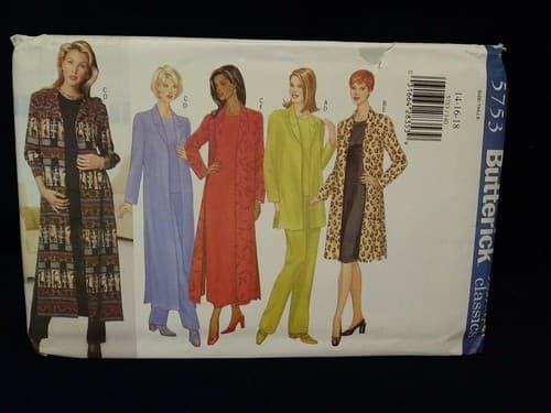 Butterick 5733 Petites Duster Dress Jacket Top Pants Pattern Sizes 14 16 18 New - Image 1