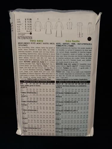 Butterick 5733 Petites Duster Dress Jacket Top Pants Pattern Sizes 14 16 18 New - Thumbnail 2
