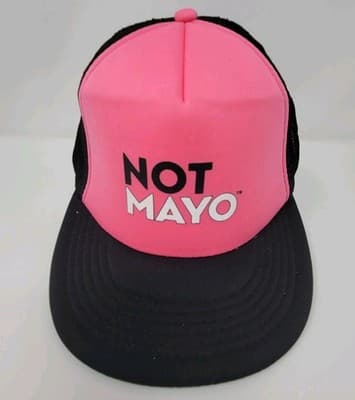 CUSTOM INK | Not Mayo | Adjustable Snapback Trucker Hat Pink Black Foam New - Image 1