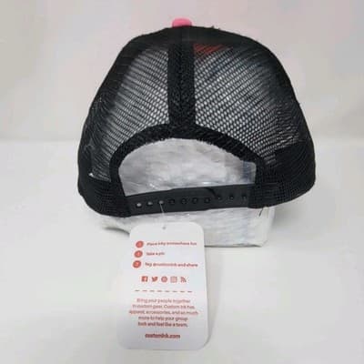 CUSTOM INK | Not Mayo | Adjustable Snapback Trucker Hat Pink Black Foam New - Thumbnail 4