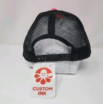 CUSTOM INK | Not Mayo | Adjustable Snapback Trucker Hat Pink Black Foam New - Thumbnail 5