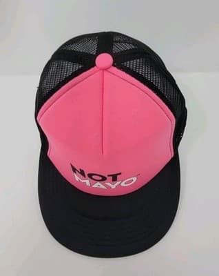 CUSTOM INK | Not Mayo | Adjustable Snapback Trucker Hat Pink Black Foam New - Thumbnail 2