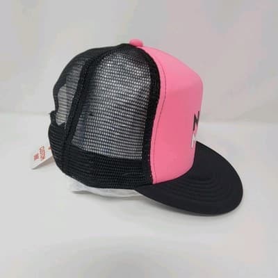 CUSTOM INK | Not Mayo | Adjustable Snapback Trucker Hat Pink Black Foam New - Thumbnail 6